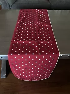 Pottery Barn Table Runner 18” X 108” Red White Polka Dot 100% Cotton Farmhouse - Picture 1 of 9