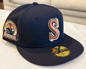 NWT New Era 59fifty Seattle Mariners Block S Navy 30th Anniversary Sz 7 1/8 - Picture 1 of 2