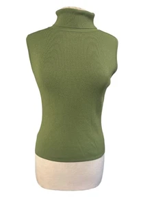 J.A.C. Olive Green Sleeveless Turtleneck Sweater Top - Picture 1 of 8