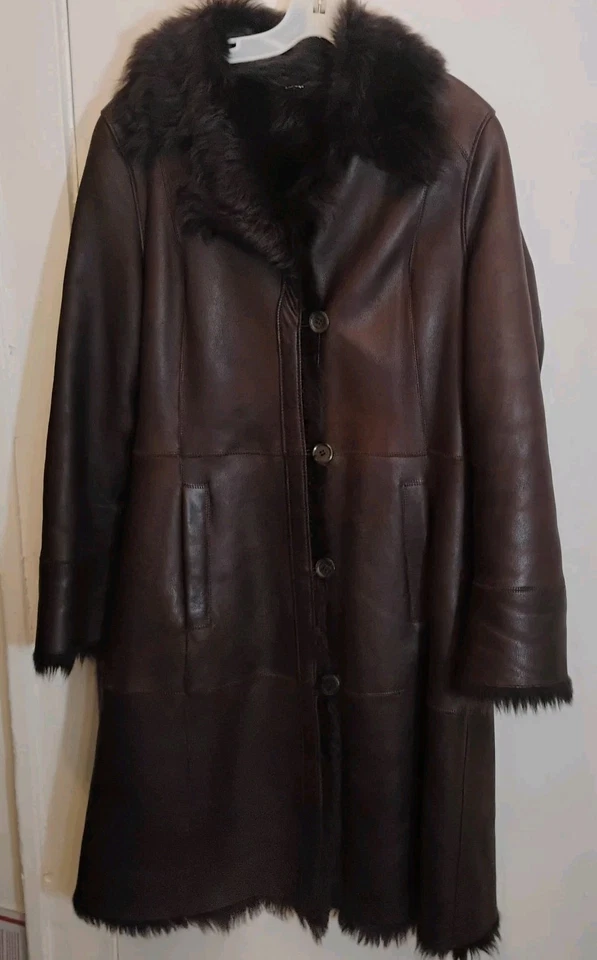 Vintage Hugo Boss Faux FUR Overcoat Women's Size 10 Leather Y2K Rare - Image 1 of 4