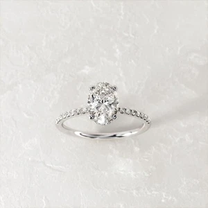 IGI GIA lab Grown Certified Diamond Women Ring Oval 1.40 Carat 14k White Gold - Picture 1 of 6