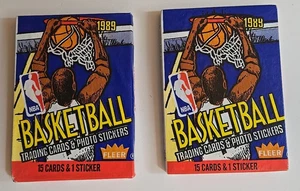 1989-90 Fleer Basketball 2 Sealed Unopened Wax Pack  - Picture 1 of 8