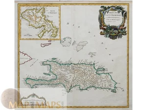 Caribbean islands Hispaniola and Martinique, antique map by Robert Vaugondy 1757 - Picture 1 of 6