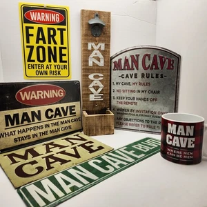 Man Cave Starter Bundle - Bottle opener, Mug, Metal Signs & Bonus Fart Zone Sign - Picture 1 of 18