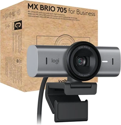 Logitech MX BRIO 705 Business 4K Webcam AI Enhancement Silver Black USB-C - Image 1 of 4