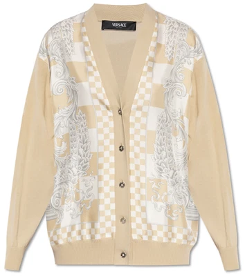 Nuevo con etiquetas Suéter Cárdigan Versace Barroco Contrasto Medusa Tejido Seda 46 10 $3790 Foto 1 de 4