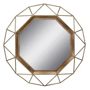 28.3" x 28.3" Metal Octagon Decorative Mirror Antique Gold - - Picture 1 of 6