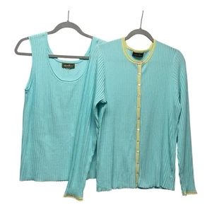 Eddie Bauer Pima Cotton Cardigan Set Size Large(2 Pcs)Preppy Casual - Picture 1 of 12