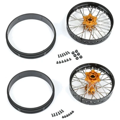 Pro-Line 1/4 Pro-Spec Alum V2  Front / Rear Wheels Set Black/Gold (2) Promoto-MX - Image 1 of 2