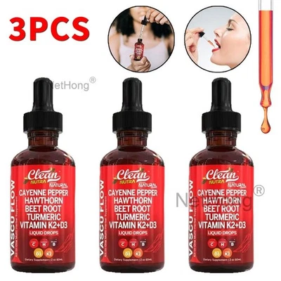 Pepper Hawthorn Beet Root Turmeric 1/2/3PCS Vitamin K2+D3 Cayenne Liquid Drops