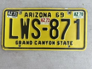 ARIZONA 69 License Plate LWS-871 ( Last Tag 72 ) - Picture 1 of 14