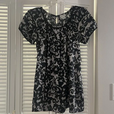 Motherhood Maternity S Top Cap Sleeves Ruffle Scoop Neck Boho Floral Office - Image 1 of 4