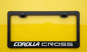 Marco de matrícula de acero inoxidable Corolla Cross NEGRO metal premium - Imagen 1 de 3