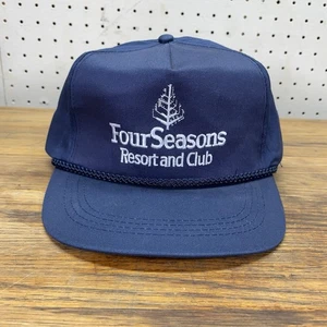 VTG Four Seasons Golf Resort & Club Strapback Hat Retro Navy Blue Baseball Cap - Picture 1 of 10