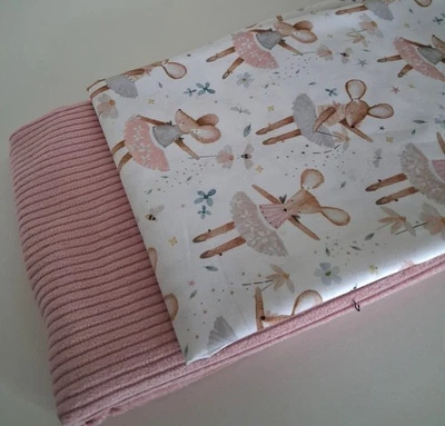 Oeko- Tex Stoffpaket Baumwolle + Breitcord rosa 2 x 50 x 142 cm - Bild 1 von 2