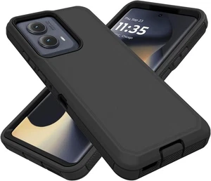 for Motorola Edge 2024 Case, Heavy Duty Defender Case Dustproof Black - Picture 1 of 7