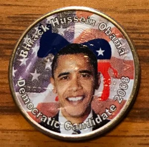 BARACK OBAMA COLORIZED 2008 ILLINOIS STATE QUARTER - DEMOCRATIC CANDIDATE 2008 - Picture 1 of 2