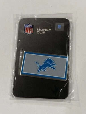 Clip para dinero de acero de la NFL con logotipo a color del equipo de fútbol americano Detroit Lions Foto 1 de 2