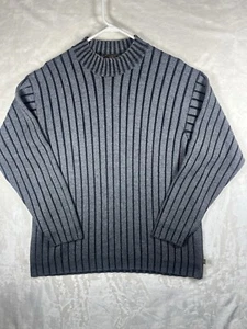 Calvin Klein Mens XL Wool Blend Striped Sweater Cottagecore High Neck LS Italy - Picture 1 of 18