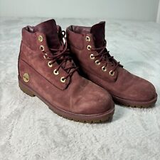 Maroon Timberland Women's Boots Size 6 Insulated Rubber Dark Red Suede Lace Up