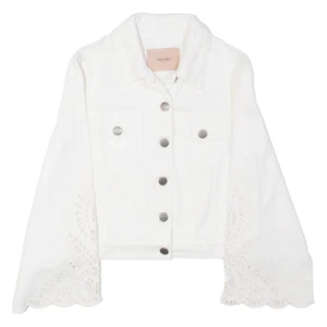 TWINSET Lace Look Womens Denim Jacket White S - Picture 1 of 6