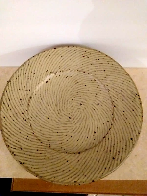 Studio Art Ceramic/Stonware 11" Green Dinner Plate LC Inlay Signed Brent Johnson - Image 1 of 4