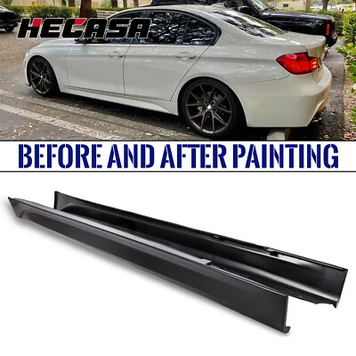 Pair Side Skirts Rocker Panels For 12-18 BMW F30 F31 3 Series Sedan F80 M Style - Image 1 of 4