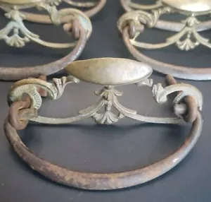 8 Reclaimed # 2237 Ornate Bronze Brass Drawer Pulls 4"x 2-1/8" L 141 - Picture 1 of 19