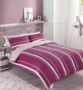 Duvet sets stripe bed quilt cover new bedding berry white CLEARANCE - Picture 1 of 7