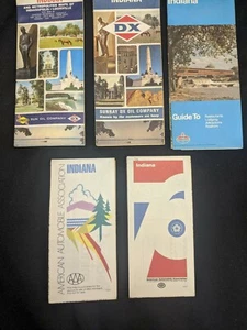 5 Vintage 1970s Indiana Maps Gas Oil AAA Standard DX Sunoco Bicentennial Lot - Picture 1 of 4