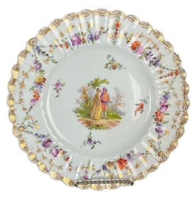 Antique Helena Wolfsohn Plate Dresden Flowers Watteau Style 8.5” Handpainted - Picture 1 of 18