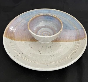 Vintage 1986 Blue Spruce Pottery Chip Dip Plate Bowl Signed Studio Art Pottery - Bild 1 von 10