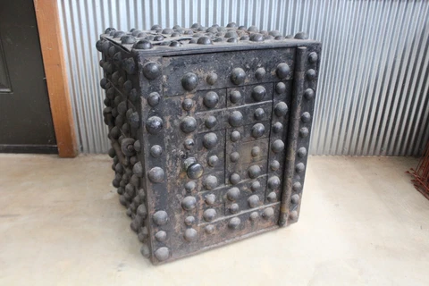 RARE Antique DELANO Pre Civil War Hobnail Safe Strong Box w/ Original Key Cover