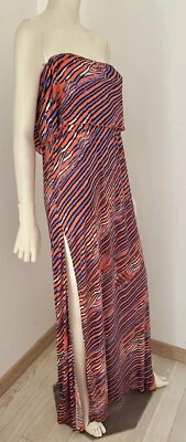 Maxi Vestido Roberto Just Cavalli Donna👩Ropa de Playa Algodón Modal Split IT44-L-10🌺 Foto 1 de 4