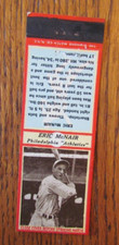 1935 BASEBALL MATCHBOOK COVER: ERIC McNAIR PHILADELPHIA A'S DIAMOND MATCH -D2
