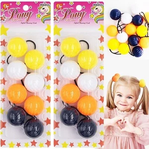 8 Pcs Large 40mm Bubble Twinbead Ponytail Holders - Kids Toddler Girl Hair Ac... - Picture 1 of 4