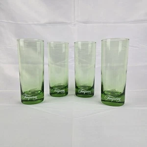 EUC Vintage Tanqueray Gin Green Highball Glasses 6.25" Tall Set of 4 Glasses - Picture 1 of 7
