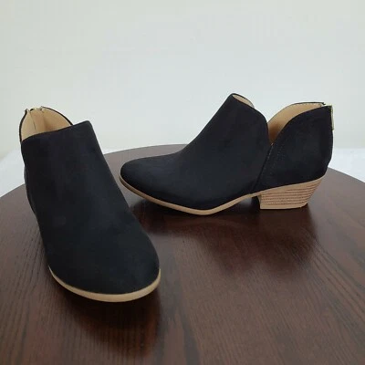 Soda Faux Suede Booties Black Size 8 Ankle Boots Heel Zipper  - Image 1 of 4