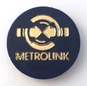 Metrolink Train Pog Slammer Southern California Blue Plastic Vintage Game Piece - Picture 1 of 4