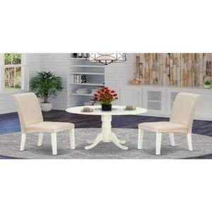 3-Piece Buttermilk Cherry Round Wood Drop Leaf Table Set with Chairs - Picture 1 of 7