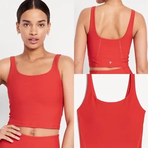 Old Navy Women’s Light Support PowerSoft Longline Sports Bra Red Size XS S 2X - Picture 1 of 4