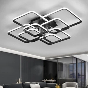 Cool White LED Ceiling Light 8 Heads Square Chandelier Lamp Black Frame 220-240V - Picture 1 of 11