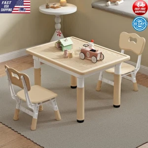 Kids Toddler Table and Chairs Height-Adjustable Graffiti Desktop 2 Seats Study - Picture 1 of 8