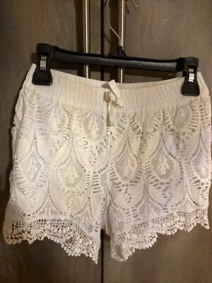 LUCKY BRAND NIÑAS MARFIL CREMA CROCHET ENCAJE ELEGANTES PANTALONES CORTOS TALLA MEDIANA Foto 1 de 4