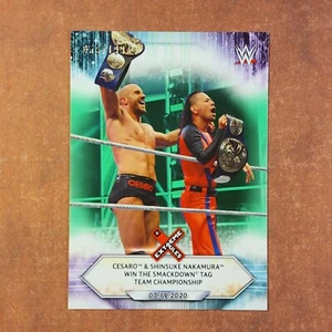 2-12-11 PWE. 2021 wwe #90 cesaro shinsuke nakamura light green parallel /199 - Picture 1 of 2