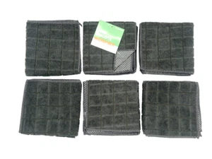 Microfiber Kitchen Scrubber Dish Cloths 6Pc Set Multipurpose Gray Windowpane NWT - Picture 1 of 8