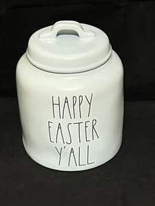 New Rae Dunn Blue Happy Easter Yall Chubby Canister - Easter 2021 - Picture 1 of 12
