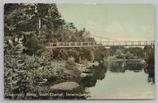 State View~Skowhegan Maine~Suspension Bridge~South Channel~1912 Postcard