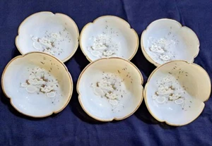 Rare set of 12 pieces of small fruit/soup bowl lilac flower gold plated - Picture 1 of 9