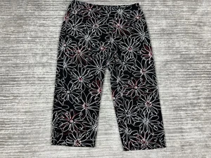 No Boundaries Pants Juniors 7 Black Floral Capri Cotton Blend Casual - Picture 1 of 11